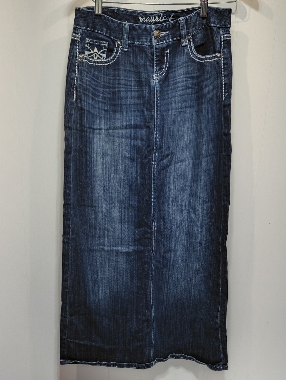 Maurices Maxi Denim‎ Skirt Dark Blue Wash size 3/4 Vintage Y2K